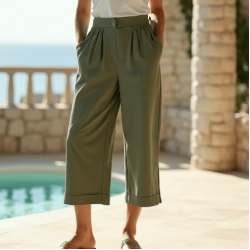 Women's Relaxed High Waist Cropped Pants
