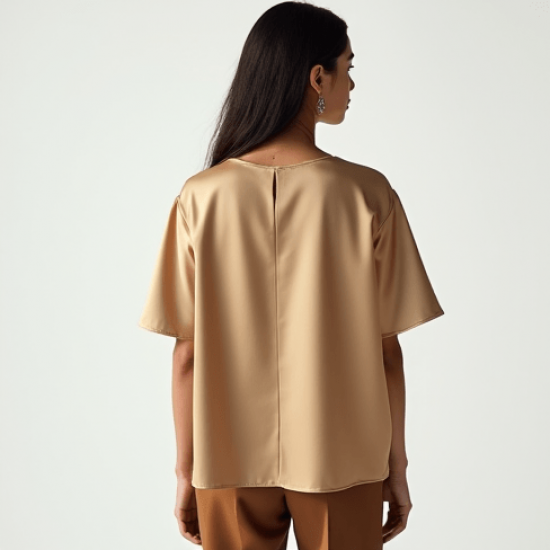 Women's Collarless Short Sleeve Top