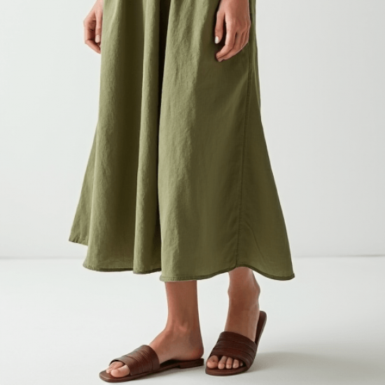 Women's Relaxed V-Neck Midi Dress