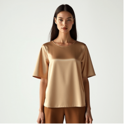 Women's Collarless Short Sleeve Top