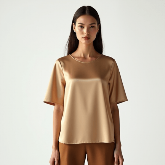 Women's Collarless Short Sleeve Top