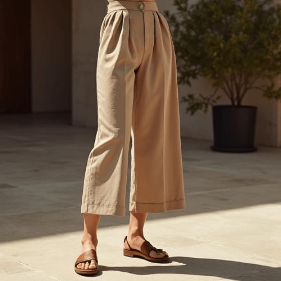 Women's Relaxed High Waist Cropped Pants