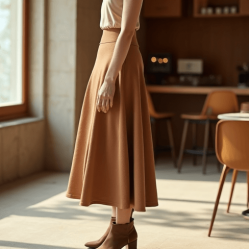 Women's Basic High Waist Flared Skirt