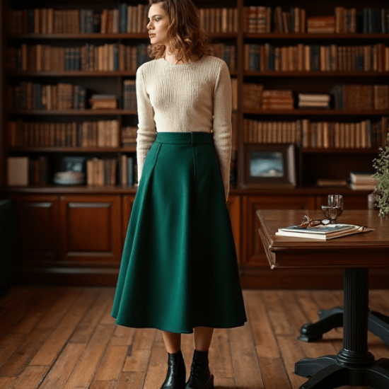 Women's Classic High Waist A-Line Skirt