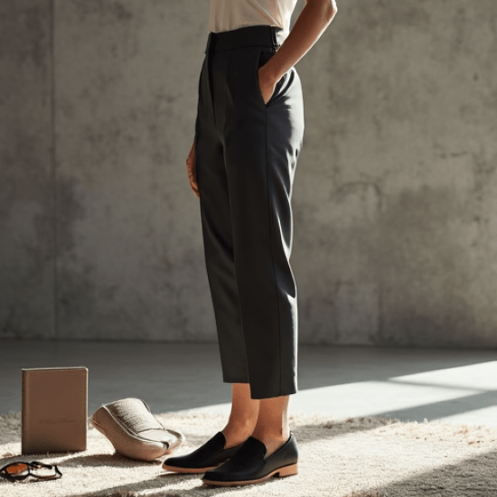 Women's Simple High Waist Cropped Pants