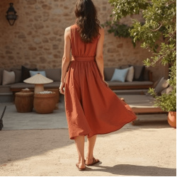 Women's V-Neck Sleeveless Midi Dress