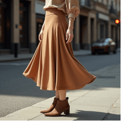 Women's Basic High Waist Flared Skirt