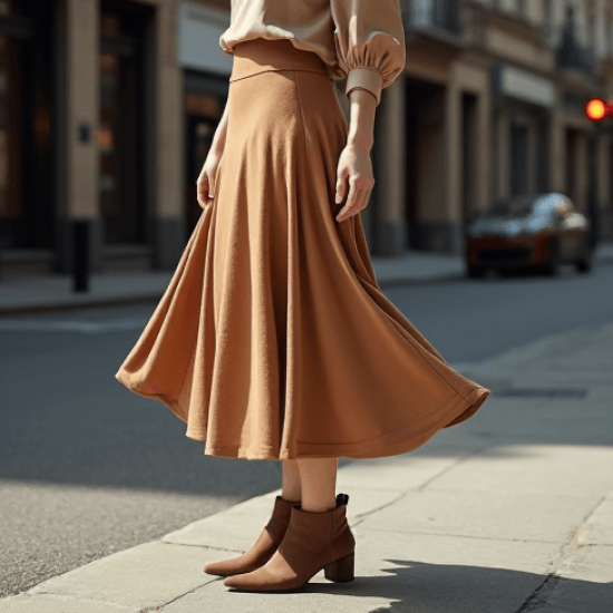 Women's Basic High Waist Flared Skirt