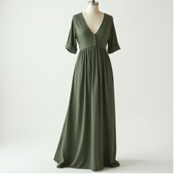 Women's Basic V-Neck Long Dress