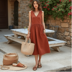 Women's Comfort V-Neck Sleeveless Dress