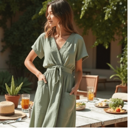 Women's Light V-Neck Midi Dress