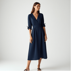 Women's Classic V-Neck Midi Dress