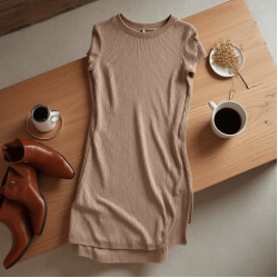 Women's Relaxed Long Sleeve Midi Dress