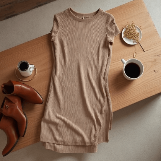 Women's Relaxed Long Sleeve Midi Dress