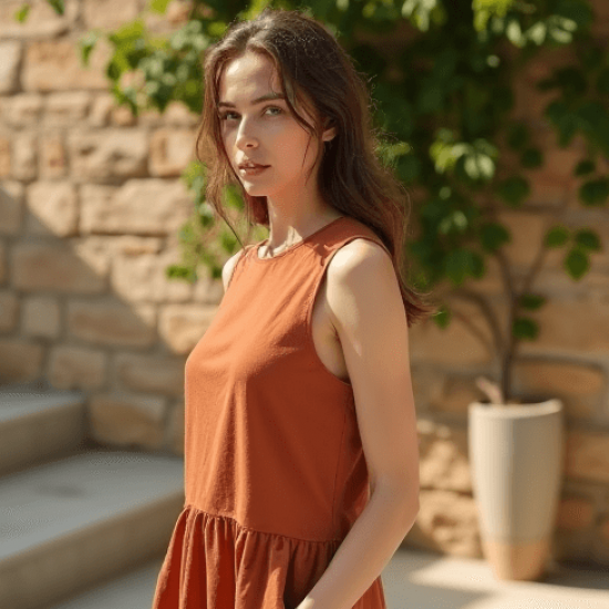 Women's Crew Neck Sleeveless Midi Dress