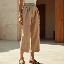 Women's Relaxed High Waist Cropped Pants