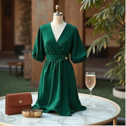 Women's Classic V-Neck Midi Dress