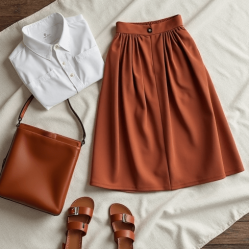 Women's Simple High Waist Midi Skirt