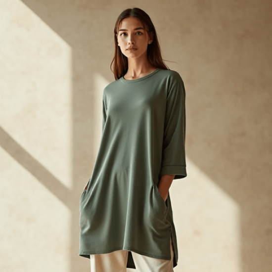 Women's Soft Crew Neck Long Top