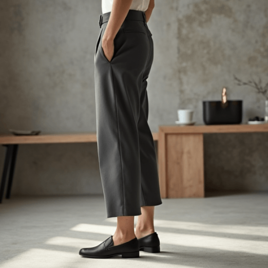 Women's High Waist Cropped Straight Pants