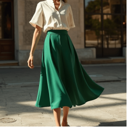 Women's Soft High Waist Flared Skirt