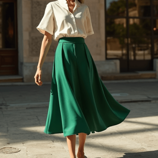 Women's Soft High Waist Flared Skirt