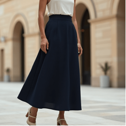 Women's High Waist A-Line Midi Skirt