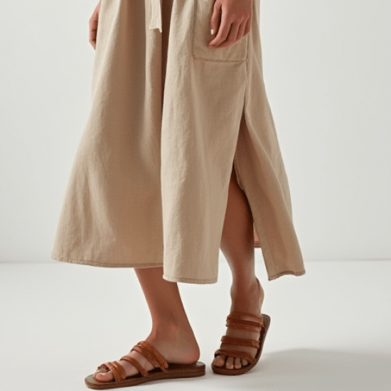 Women's Light Crew Neck Midi Dress