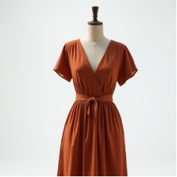 Women's Relaxed V-Neck Midi Dress