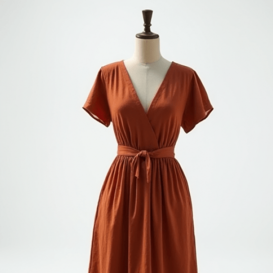 Women's Relaxed V-Neck Midi Dress