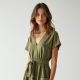 Women's Relaxed V-Neck Midi Dress