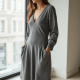 Women's Casual V-Neck Long Sleeve Dress