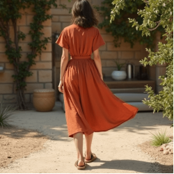 Women's Relaxed V-Neck Midi Dress