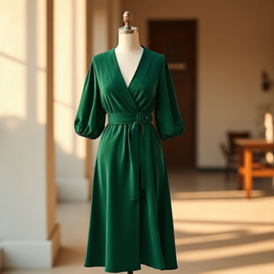 Women's Classic V-Neck Midi Dress