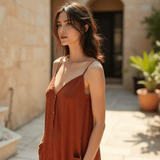 Women's Basic V-Neck Tank Dress