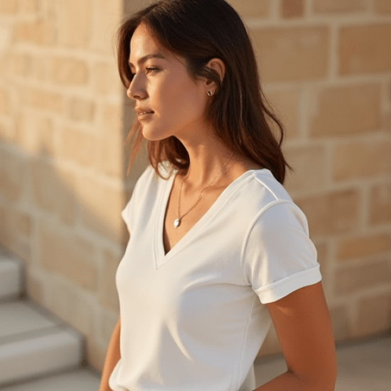 Women's Simple V-Neck Short Sleeve