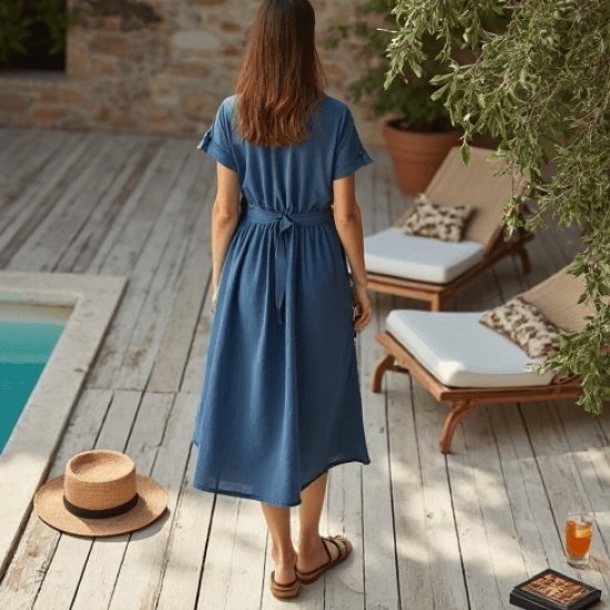 Women's Light Crew Neck Midi Dress