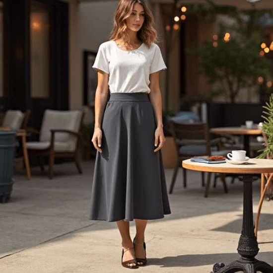 Women's Basic High Waist Flared Skirt