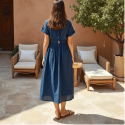 Women's Light V-Neck Midi Dress