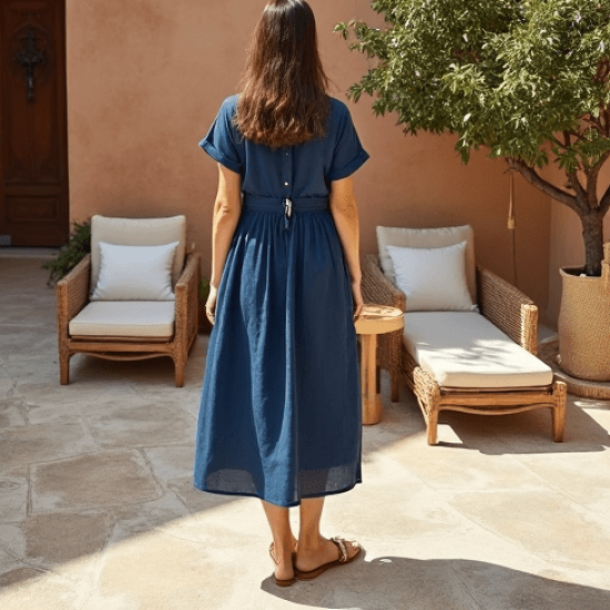 Women's Light V-Neck Midi Dress