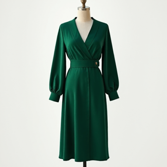 Women's Classic V-Neck Midi Dress