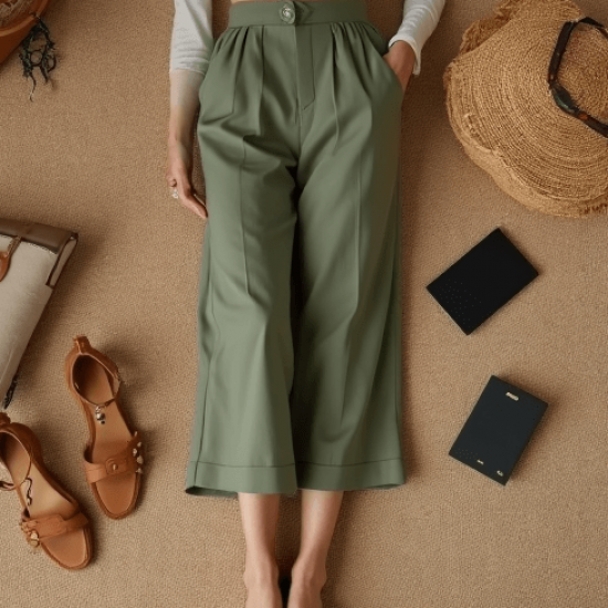 Women's Relaxed High Waist Cropped Pants