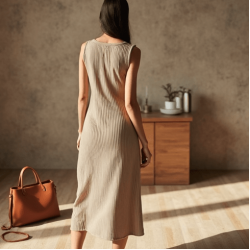 Women's Simple Round Neck Midi Dress