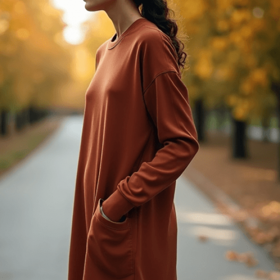 Women's Soft Cotton Long Sleeve Dress