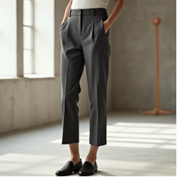 Women's High Waist Cropped Straight Pants