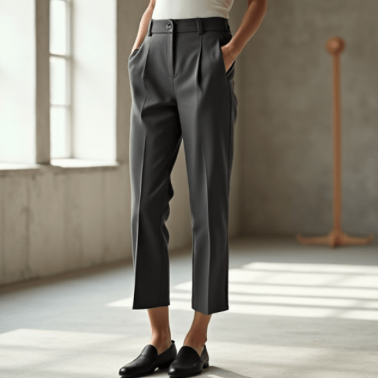 Women's High Waist Cropped Straight Pants
