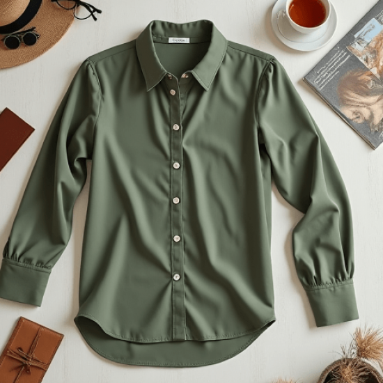 Women's Comfort Crew Neck Button-Down