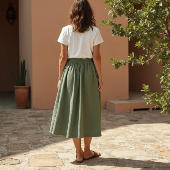 Women's Casual High Waist Flared Skirt