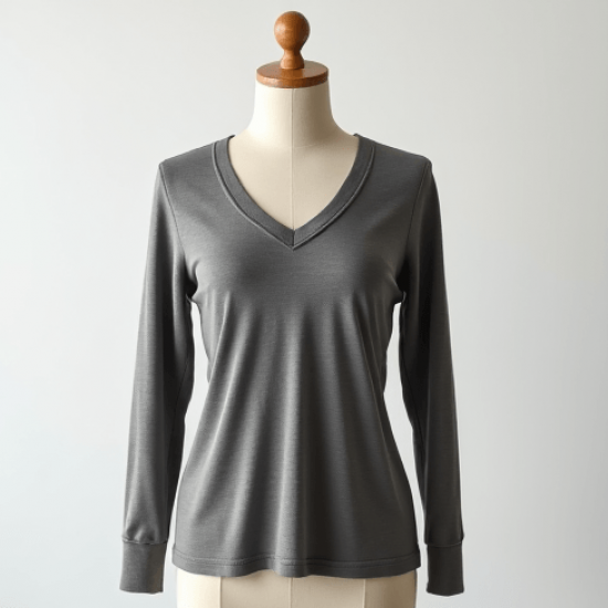 Women's Basic Long Sleeve V-Neck Top