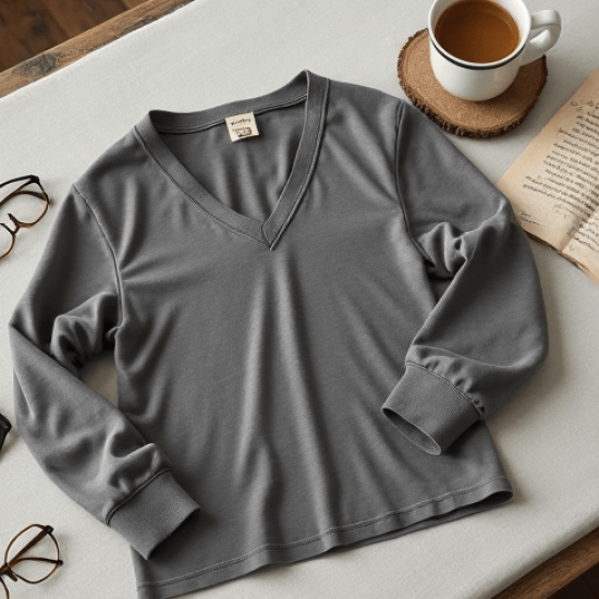 Women's Basic Long Sleeve V-Neck Top